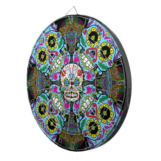 Sugar Skulls Pattern Dartbord (Voorkant Rechts)