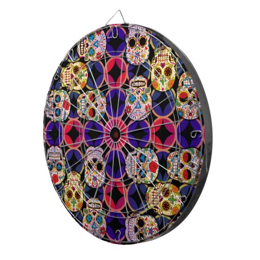 Sugar Skulls Pattern Dartbord (Voorkant Rechts)
