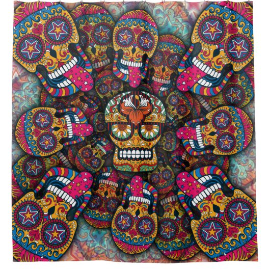 Sugar Skulls Pattern Douchegordijn (Voorkant)