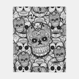 Sugar Skulls Pattern Fleece Deken