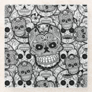 Sugar Skulls Pattern Glazen Onderzetter