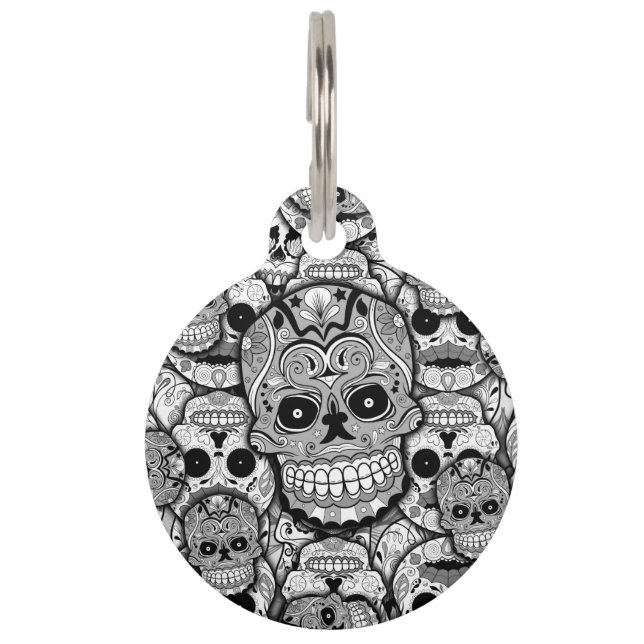 Sugar Skulls Pattern Huisdierpenning (Voorkant)