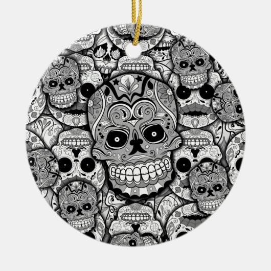 Sugar Skulls Pattern Keramisch Ornament (Voorkant)