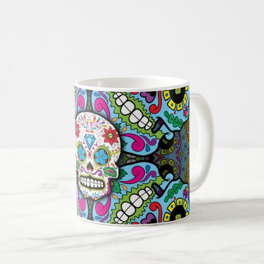 Sugar Skulls Pattern Koffiemok (Voorkant rechts)