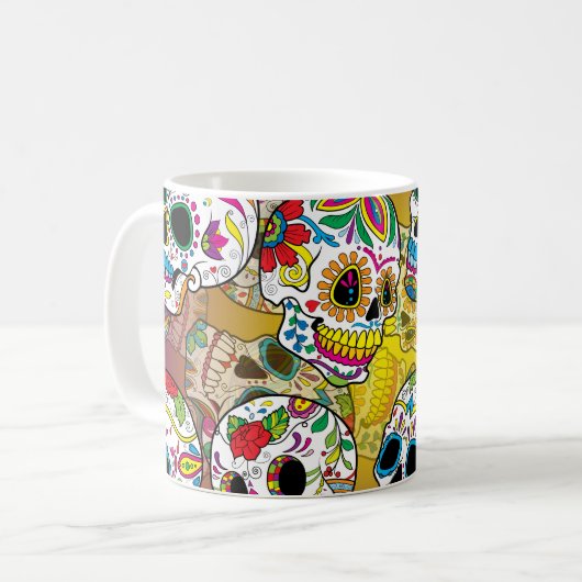 Sugar Skulls Pattern Koffiemok (Voorkant links)