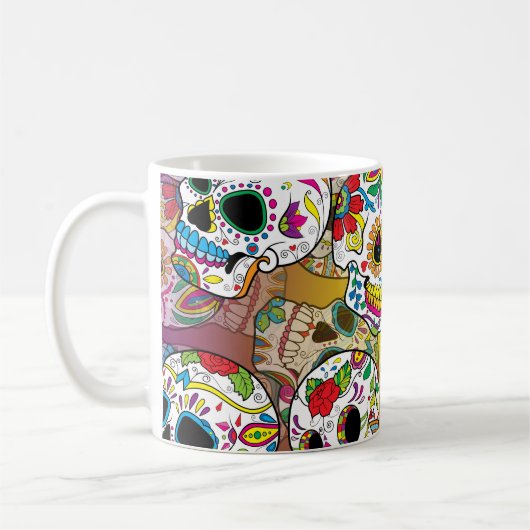 Sugar Skulls Pattern Koffiemok (Links)