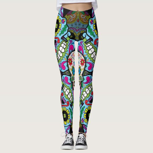 Sugar Skulls Pattern Leggings (Voorkant)