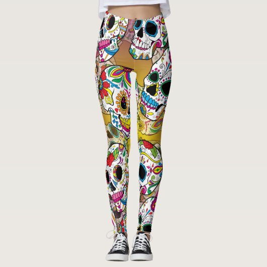 Sugar Skulls Pattern Leggings (Voorkant)