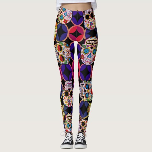 Sugar Skulls Pattern Leggings (Voorkant)