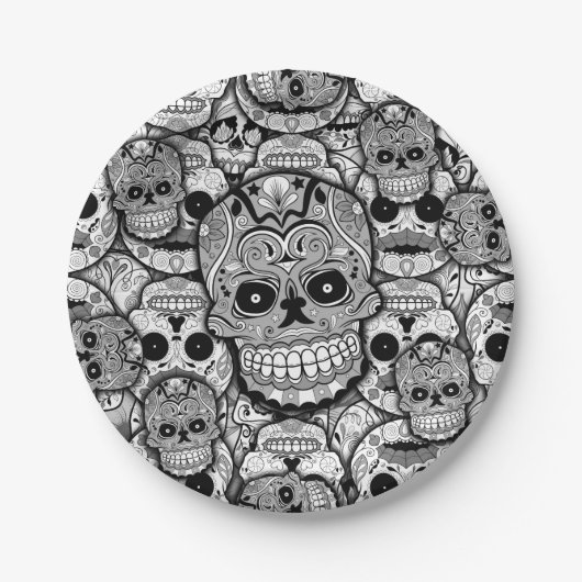 Sugar Skulls Pattern Papieren Bordje (Voorkant)