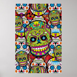 Sugar Skulls Pattern Poster