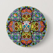 Sugar Skulls Pattern Ronde Button 7,6 Cm (Voorkant)
