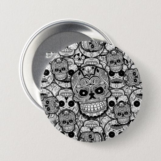 Sugar Skulls Pattern Ronde Button 7,6 Cm (Voorkant /achterkant)