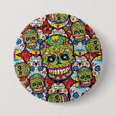 Sugar Skulls Pattern Ronde Button 7,6 Cm (Voorkant)