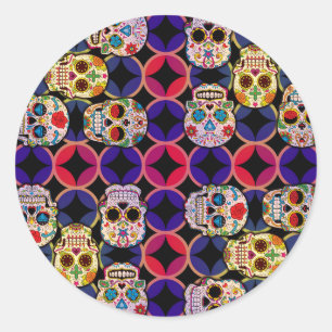 Sugar Skulls Pattern Ronde Sticker