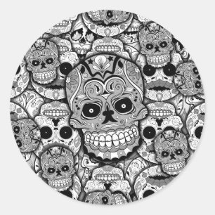 Sugar Skulls Pattern Ronde Sticker
