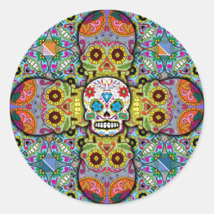 Sugar Skulls Pattern Ronde Sticker