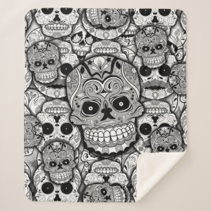 Sugar Skulls Pattern Sherpa Deken