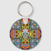 Sugar Skulls Pattern Sleutelhanger (Voorkant)