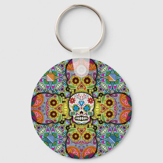 Sugar Skulls Pattern Sleutelhanger (Voorkant)