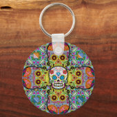 Sugar Skulls Pattern Sleutelhanger (Voorkant)