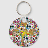 Sugar Skulls Pattern Sleutelhanger (Voorkant)