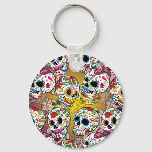 Sugar Skulls Pattern Sleutelhanger (Voorkant)
