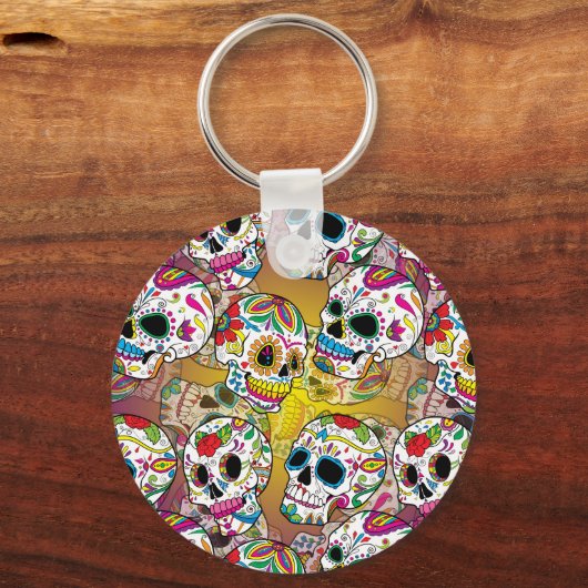Sugar Skulls Pattern Sleutelhanger (Voorkant)