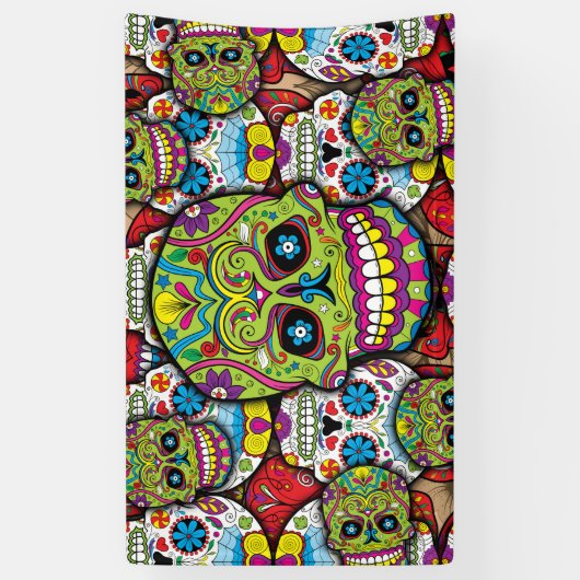 Sugar Skulls Pattern Spandoek (Verticaal)