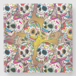 Sugar Skulls Pattern Stenen Onderzetter