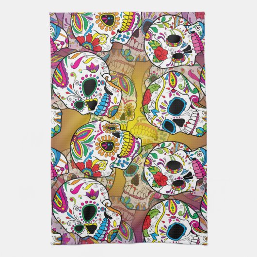Sugar Skulls Pattern Theedoek (Verticaal)