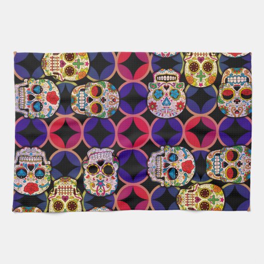 Sugar Skulls Pattern Theedoek (Horizontaal)
