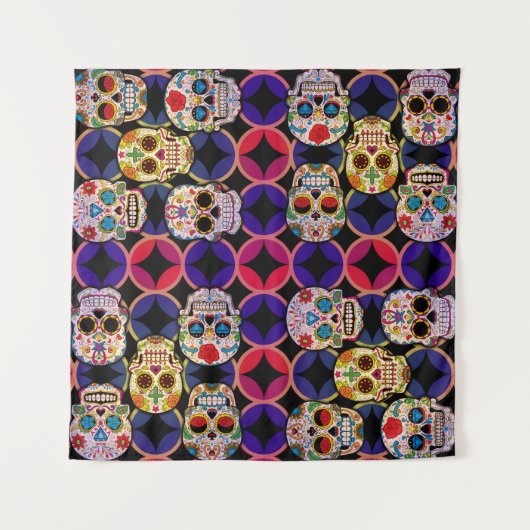Sugar Skulls Pattern Wandkleed (Voorkant (horizontaal))