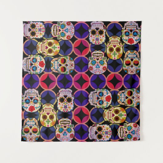 Sugar Skulls Pattern Wandkleed (Voorkant)