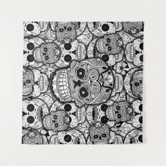 Sugar Skulls Pattern Wandkleed (Voorkant (horizontaal))