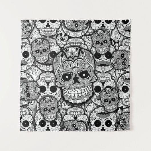 Sugar Skulls Pattern Wandkleed (Voorkant)
