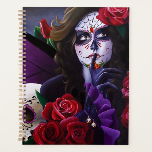 Sugar Skulls Red Roses Paarse Planner (Voorkant)