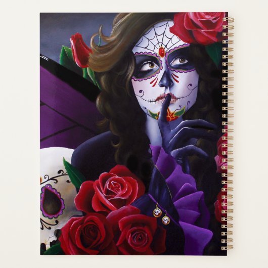 Sugar Skulls Red Roses Paarse Planner (Achterkant)