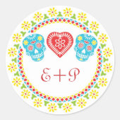 Sugar Skulls rond sticker (Voorkant)