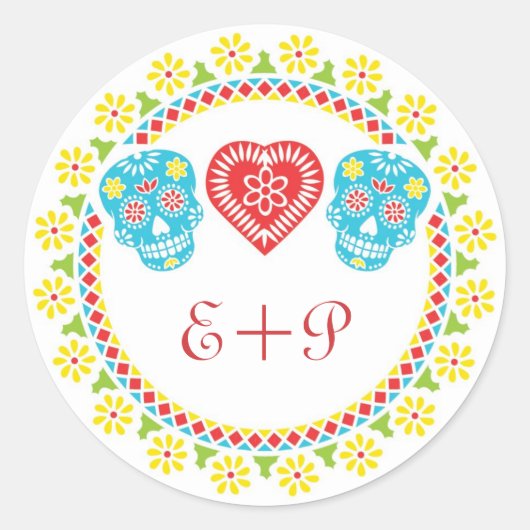 Sugar Skulls rond sticker (Voorkant)