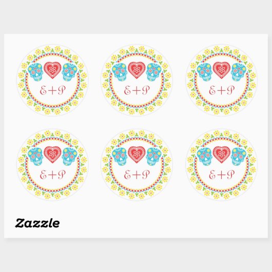 Sugar Skulls rond sticker (Vel)