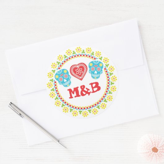 Sugar Skulls rond sticker (Envelop)