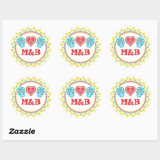Sugar Skulls rond sticker (Vel)