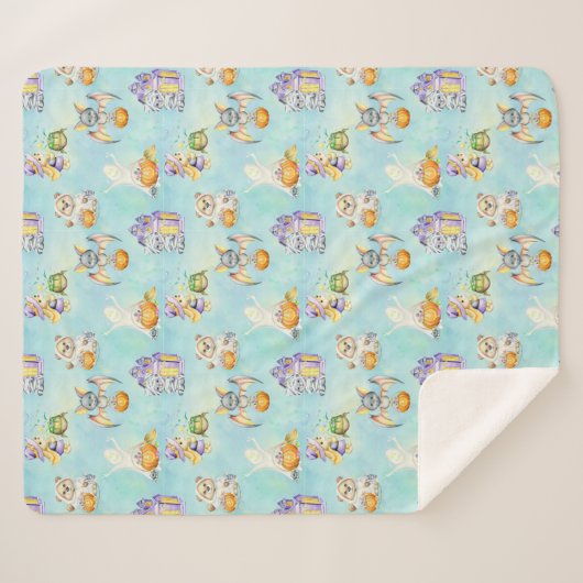 Sugar Skulls Sherpa Blanket Deken (Voorkant (horizontaal))