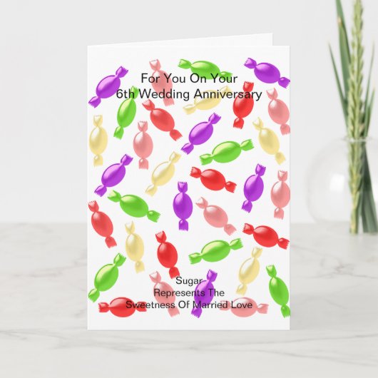 Sugar Snoep gepersonaliseerde 6e bruiloft Jubileum Kaart (Voorkant)