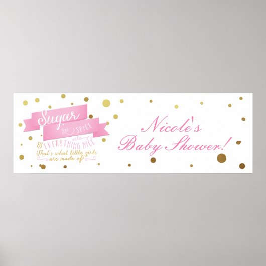 Sugar & Spice & Alles-Baby shower Banner Poster (Voorkant)