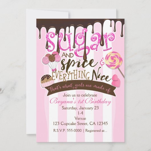 SUGAR SPICE ALLES LEUKE Uitnodigingen voor feesten (Voorkant)