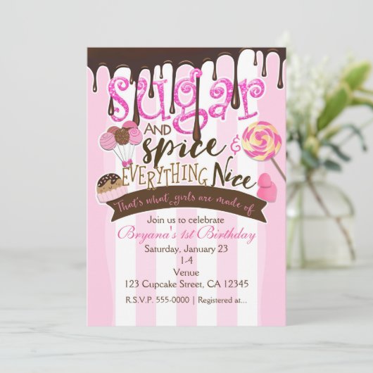 SUGAR SPICE ALLES LEUKE Uitnodigingen voor feesten (Staand voorkant)