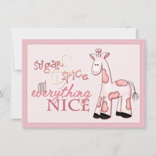 Sugar & Spice Baby Girl Pink Shower Uitnodiging (Voorkant)