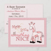 Sugar & Spice Baby Girl Pink Shower Uitnodiging (Voorkant / Achterkant)